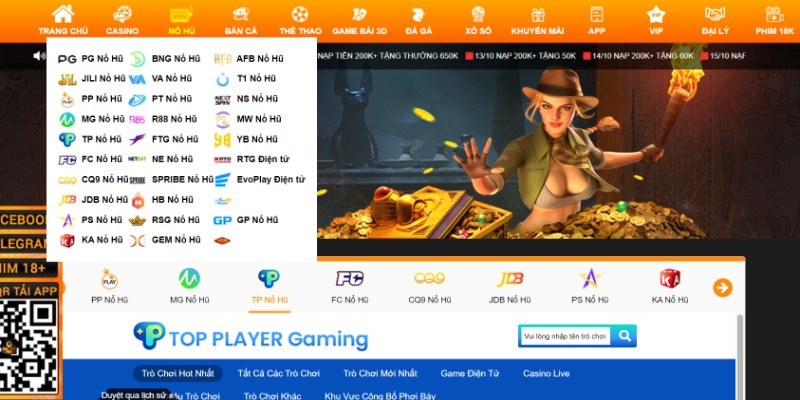 Sảnh Slots được đầu tư hàng triệu USD tại nhà cái